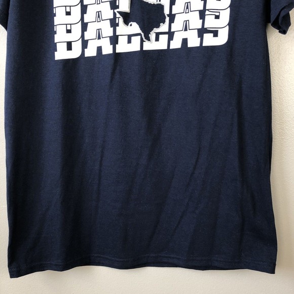 Gildan Dallas Texas T-Shirt Mens M Navy White Heavy Cotton Short Sleeve Tee - Picture 3 of 8